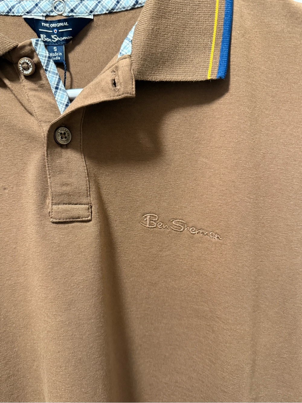 Ben Sherman The Original Men's Polo Shirt - Brown Classic Fit Short-Sleeve Polo - Picture 5 of 7